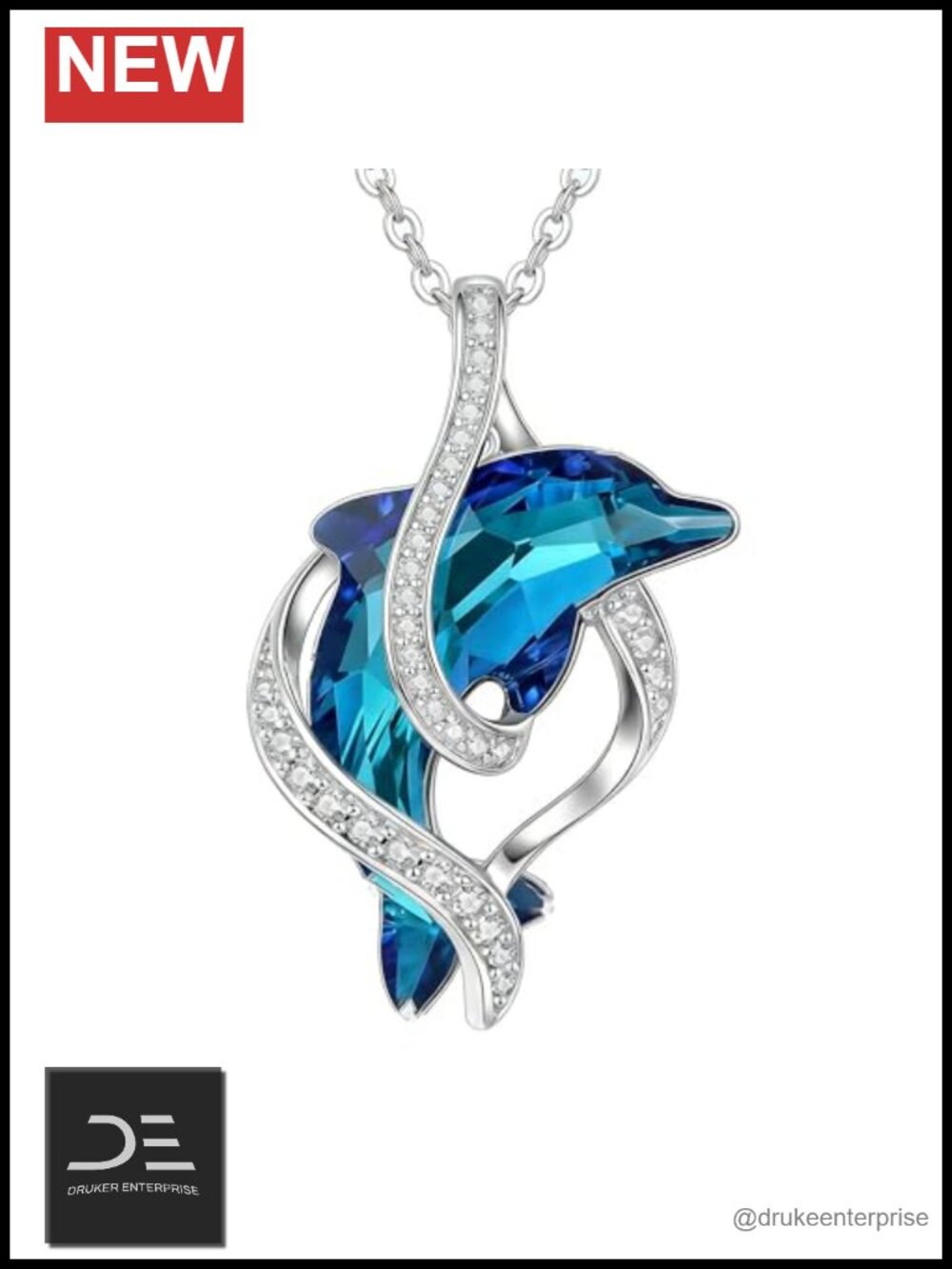 Dolphin Necklace Sterling Silver Crystal Pendant Jewelry Gift for Women